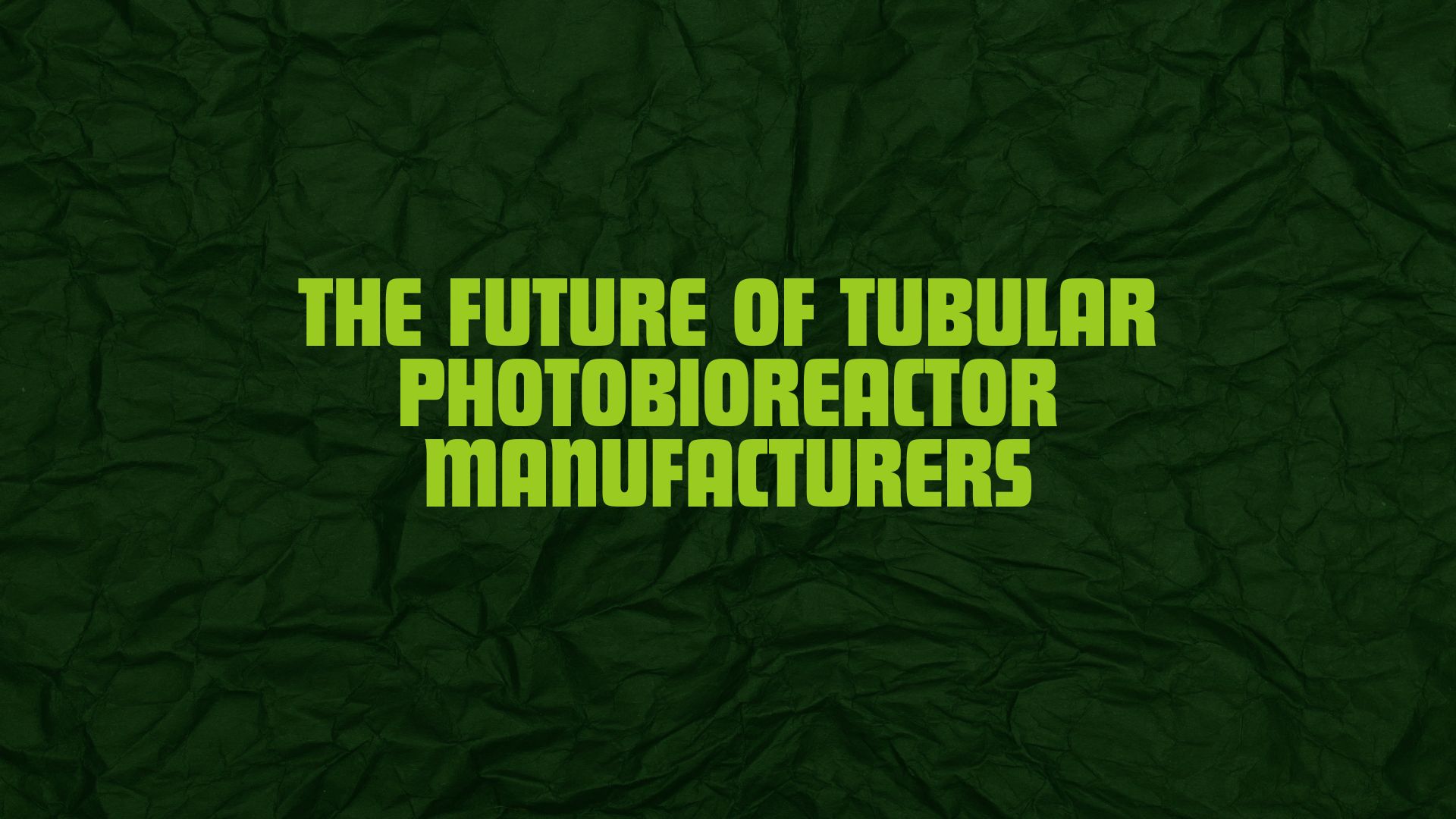 The Future of Tubular Photobioreactor Manufacturers